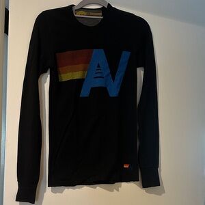 Aviator Nation Black Long Sleeve with Blue and Red Graphic